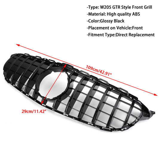 Per 2015-2018 Mercedes Benz classe W205 W200 C250 C300 C350 Griglia per paraurti anteriore stile GTR