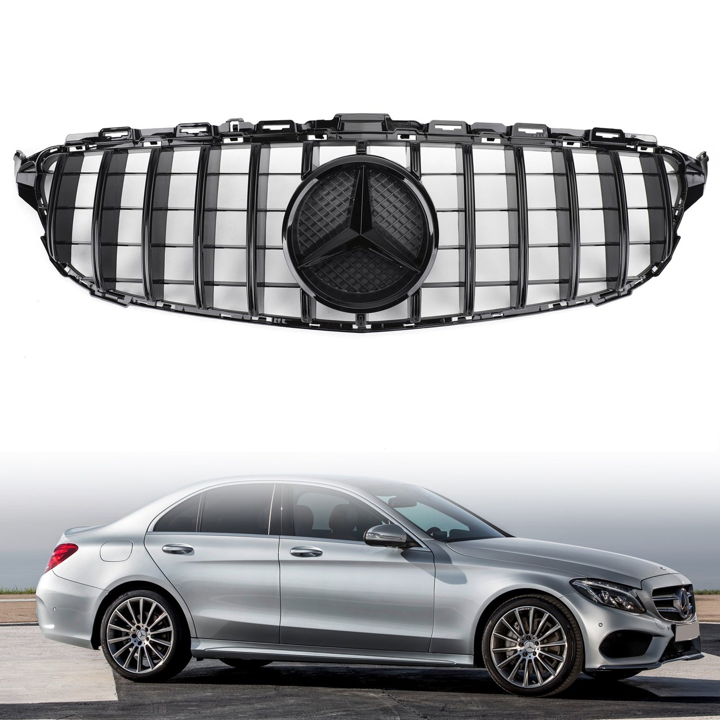 Per 2015-2018 Mercedes Benz classe W205 W200 C250 C300 C350 Griglia per paraurti anteriore stile GTR