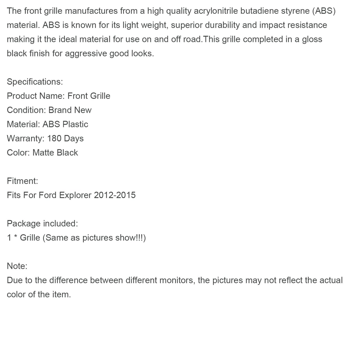 Griglia paraurti anteriore superiore grigia Ford Explorer 2012-2015 con luci