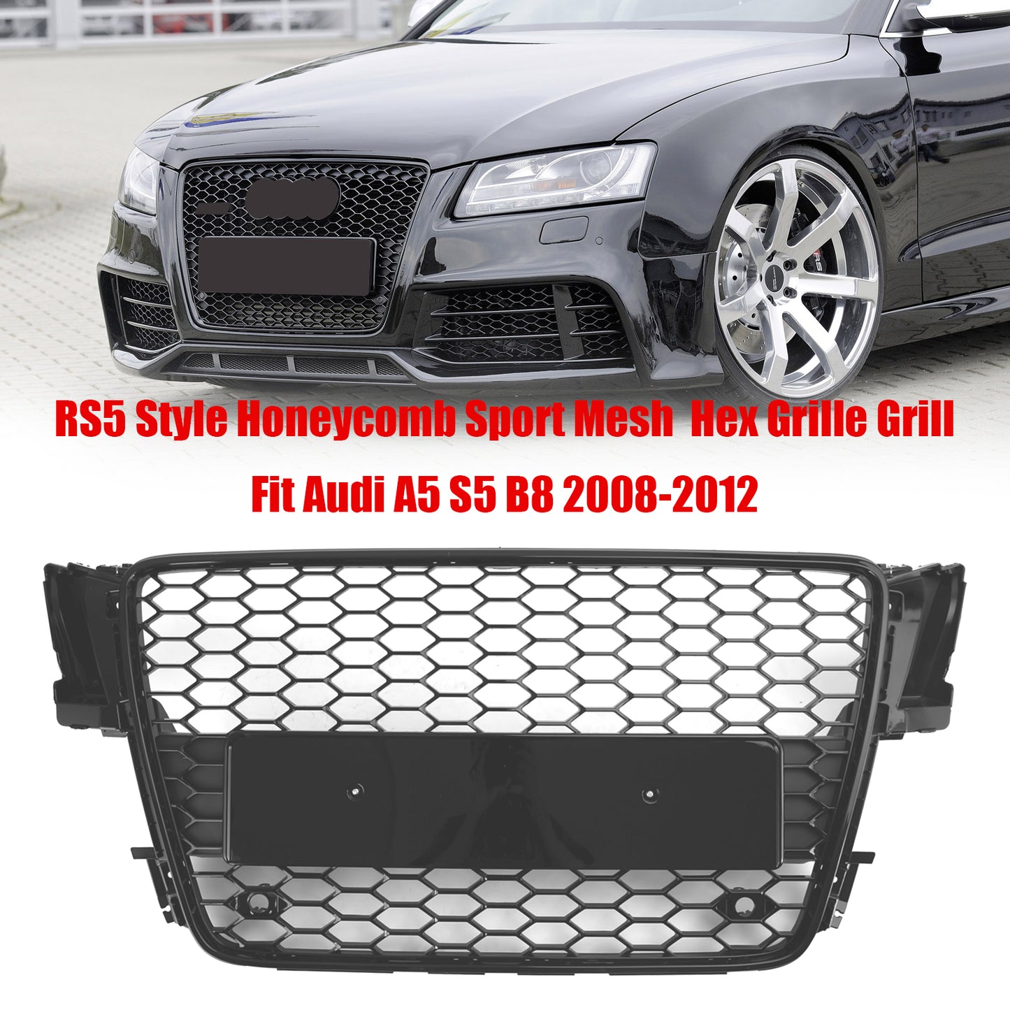Griglia Anteriore RS5 Style a Nido d’Ape per Audi A5 S5 B8 2008-2012