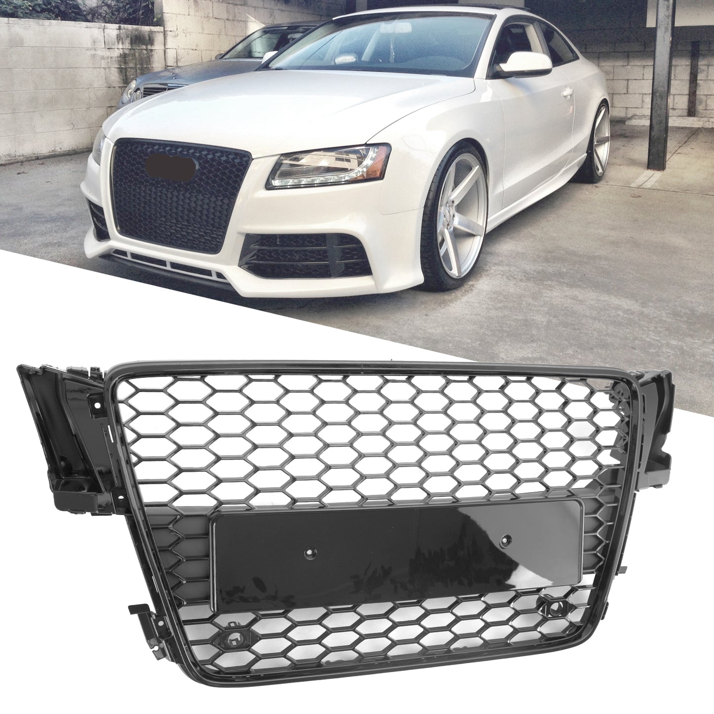 Per AUDI A5 S5 B8 2008-2012 RS5 Style Hood Henycomb Sport mesh Grill Grille