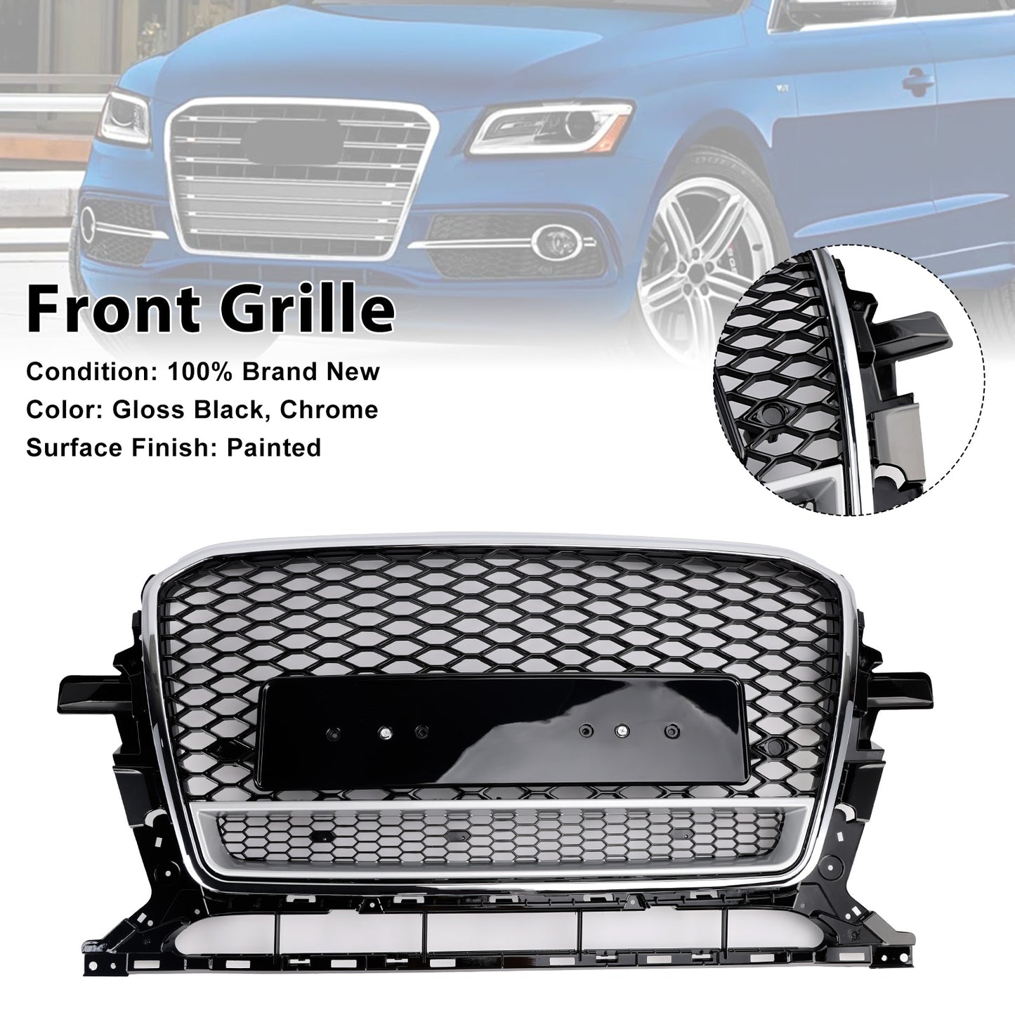 Griglia paraurti anteriore a nido d'ape cromata/nera Audi Q5 SQ5 2013-2017