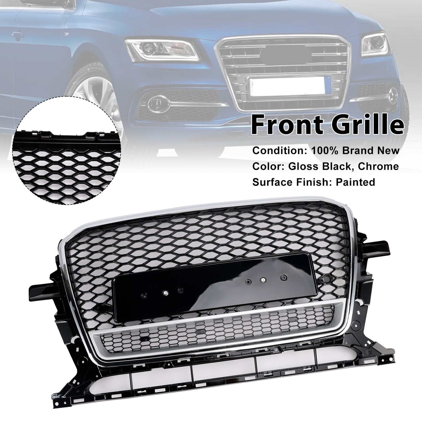 Griglia paraurti anteriore a nido d'ape cromata/nera Audi Q5 SQ5 2013-2017