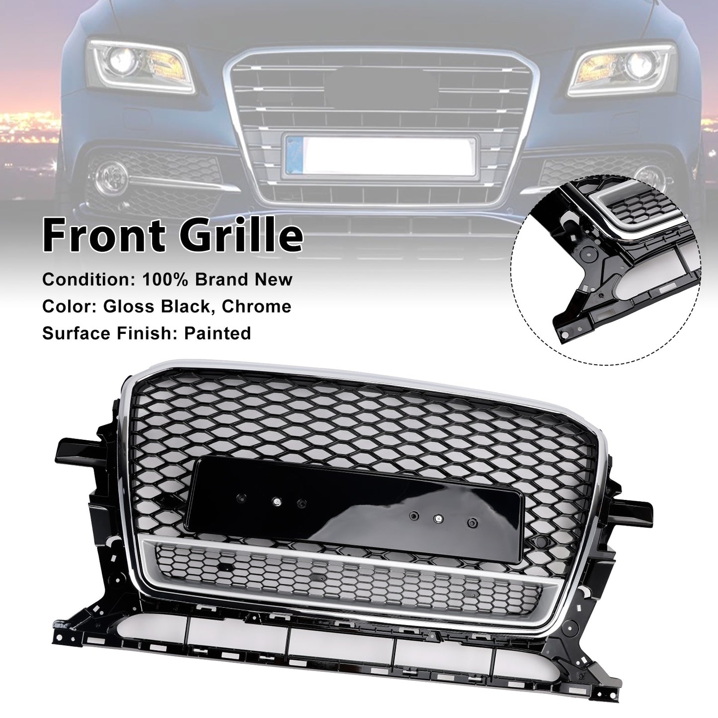 Griglia paraurti anteriore a nido d'ape cromata/nera Audi Q5 SQ5 2013-2017