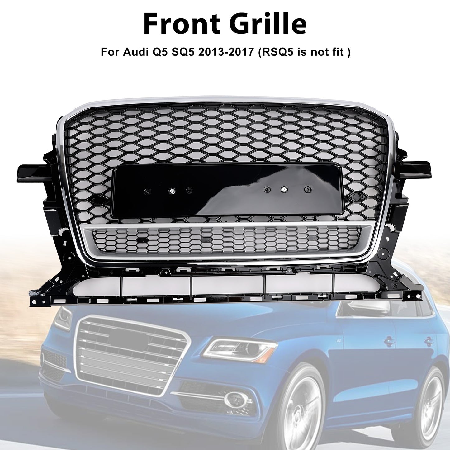 Griglia paraurti anteriore a nido d'ape cromata/nera Audi Q5 SQ5 2013-2017