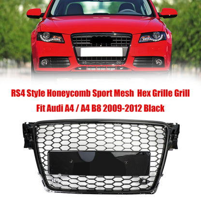 Per 2008-2012 Audi A4/A4 Avant B8 RS4 in stile Honeycomb grill grilla nera + fendinebbia griglia