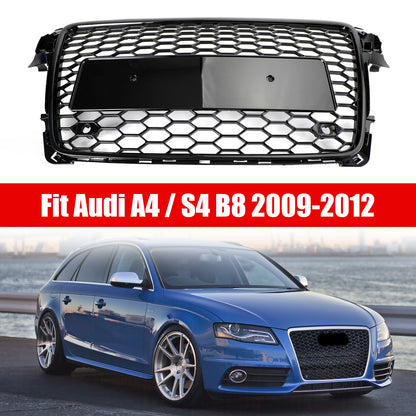 Per 2008-2012 Audi A4/A4 Avant B8 RS4 in stile Honeycomb grill grilla nera + fendinebbia griglia