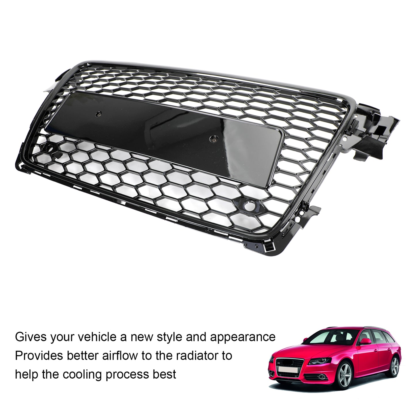 Per 2008-2012 Audi A4/A4 Avant B8 RS4 in stile Honeycomb grill grilla nera + fendinebbia griglia