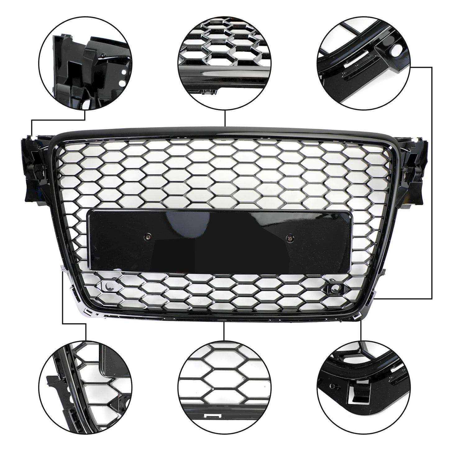 Per 2008-2012 Audi A4/A4 Avant B8 RS4 in stile Honeycomb grill grilla nera + fendinebbia griglia