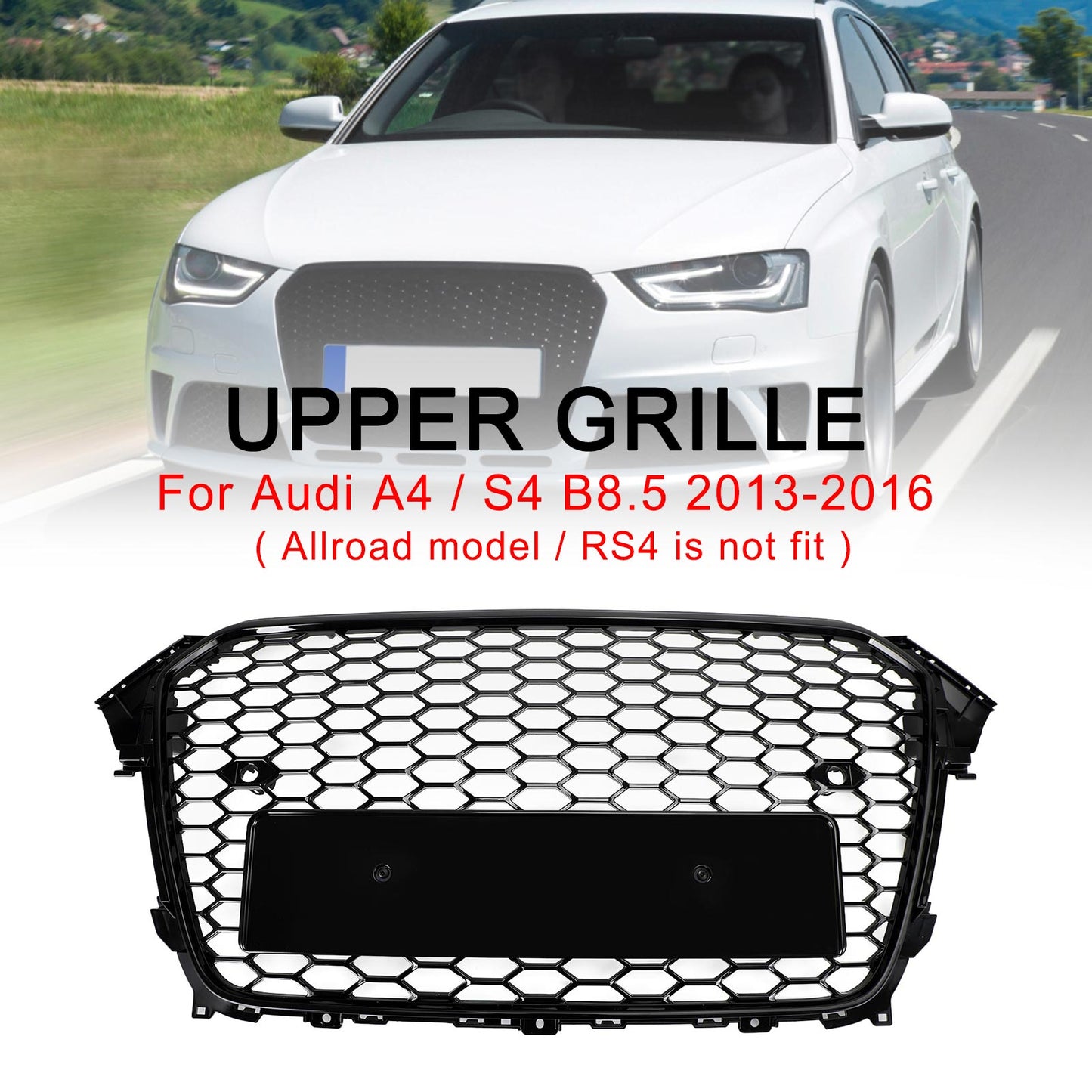 2013-2016 Audi A4 S4 RS4 Style Mesh Paraurti Anteriore Griglia Griglia Nero Lucido Generico