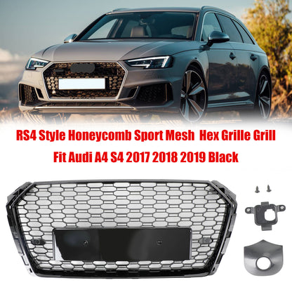 2017-2018 Audi A4/S4 Black Honeycomb RS4 Style Mesh Hex Grill Sostituzione Generico
