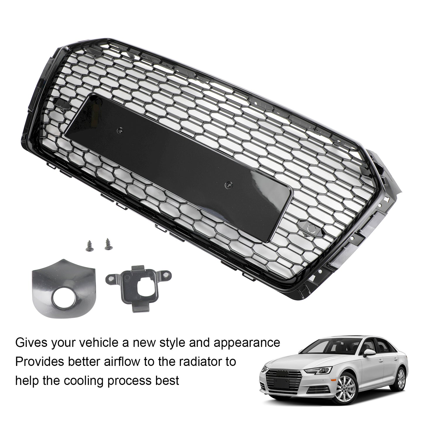 Audi A4/S4 2017-2018 griglia a nido d"ape stile RS4 griglia esagonale nera generica