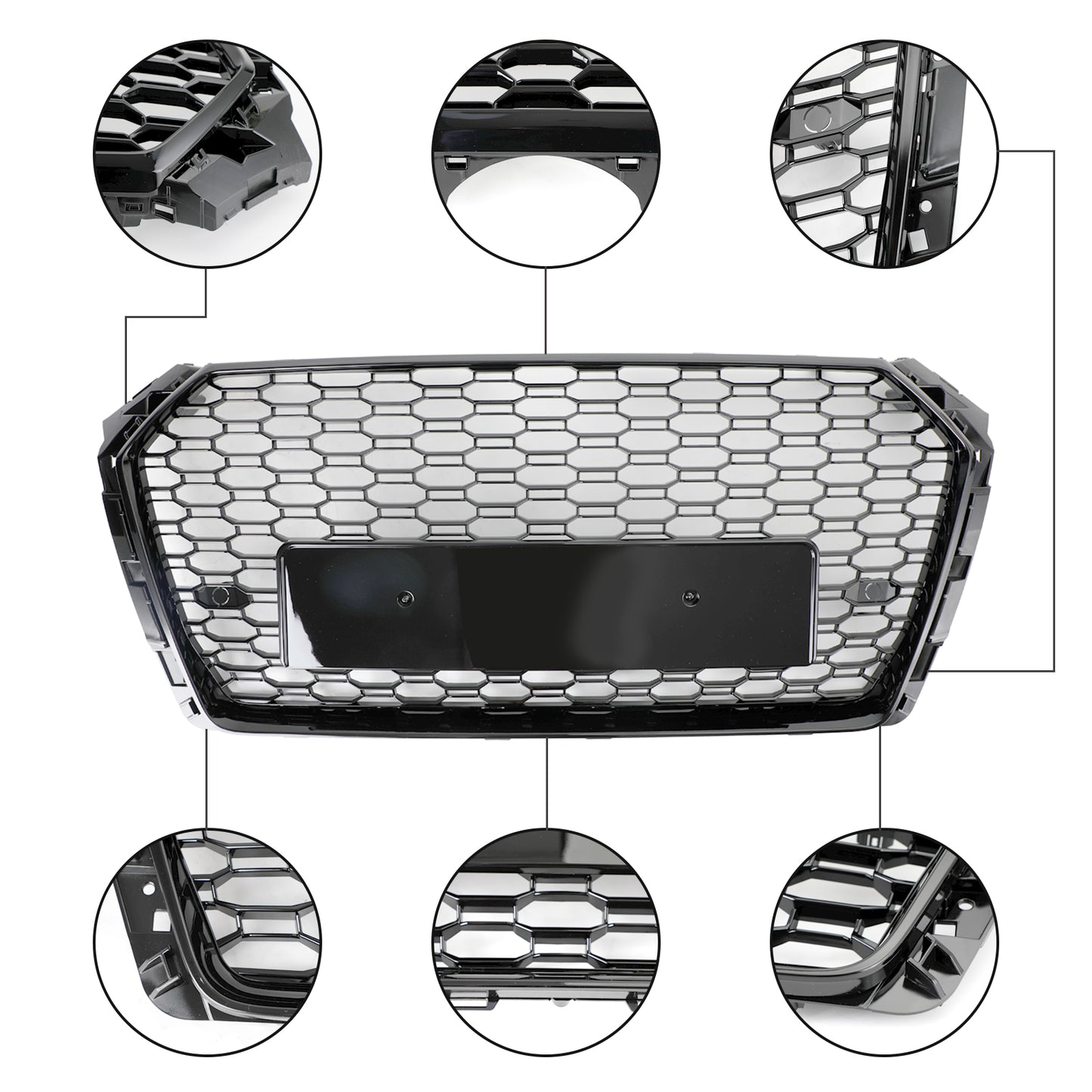 Audi A4/S4 2017-2018 griglia a nido d"ape stile RS4 griglia esagonale nera generica