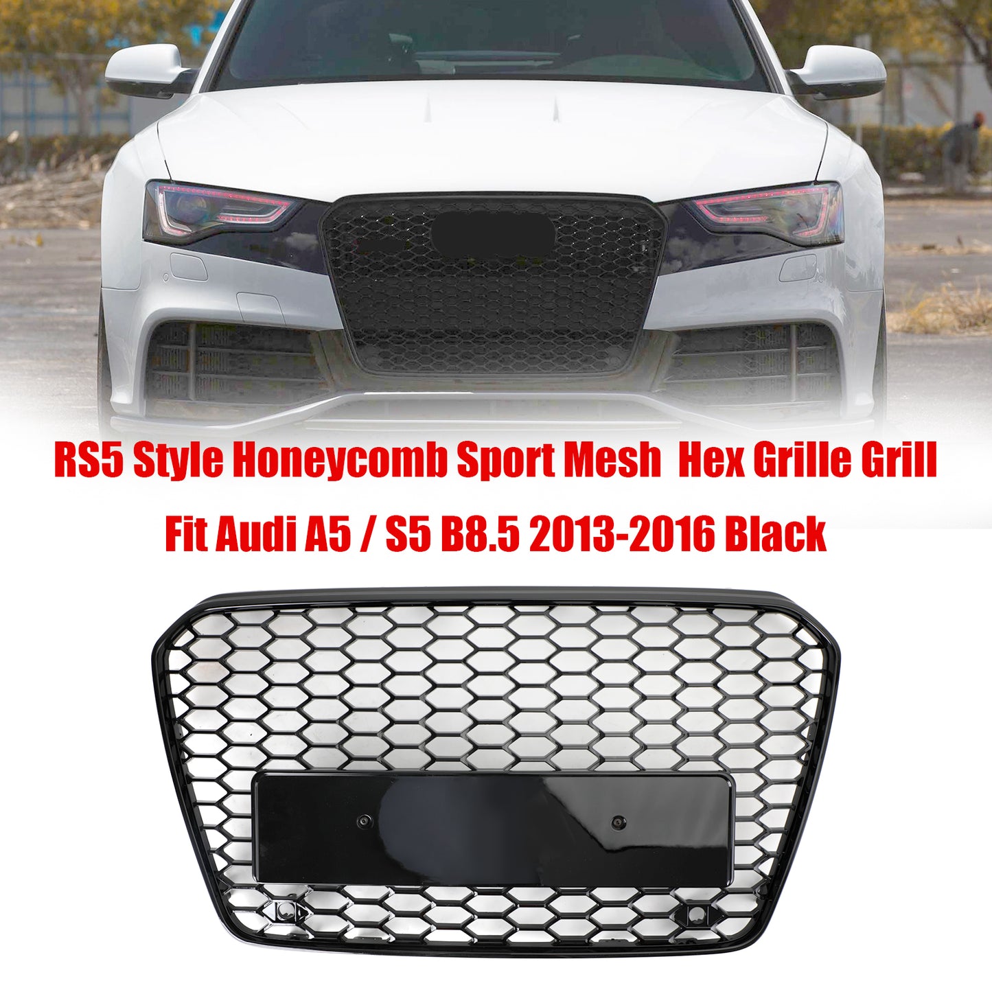 Per Audi A5 S5 B8.5 2013-2016 Griglia paraurti anteriore a nido d'ape in stile RS5