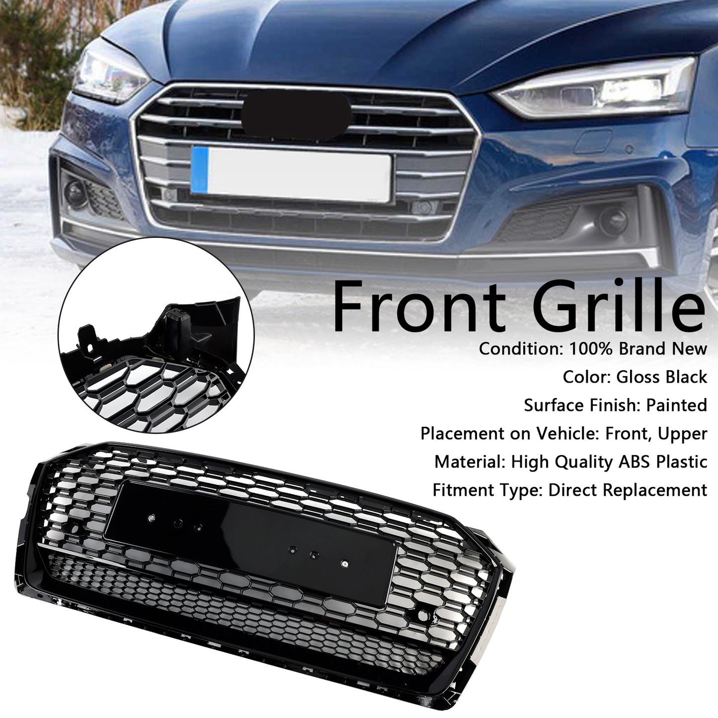Griglia esagonale a nido d'ape sportiva in stile Audi A5 S5 B9 RS5 2017-2019