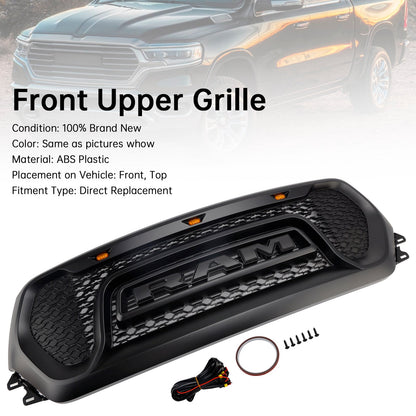 Griglia superiore del cofano a nido d'ape nera per Dodge Ram 1500 2019-2024