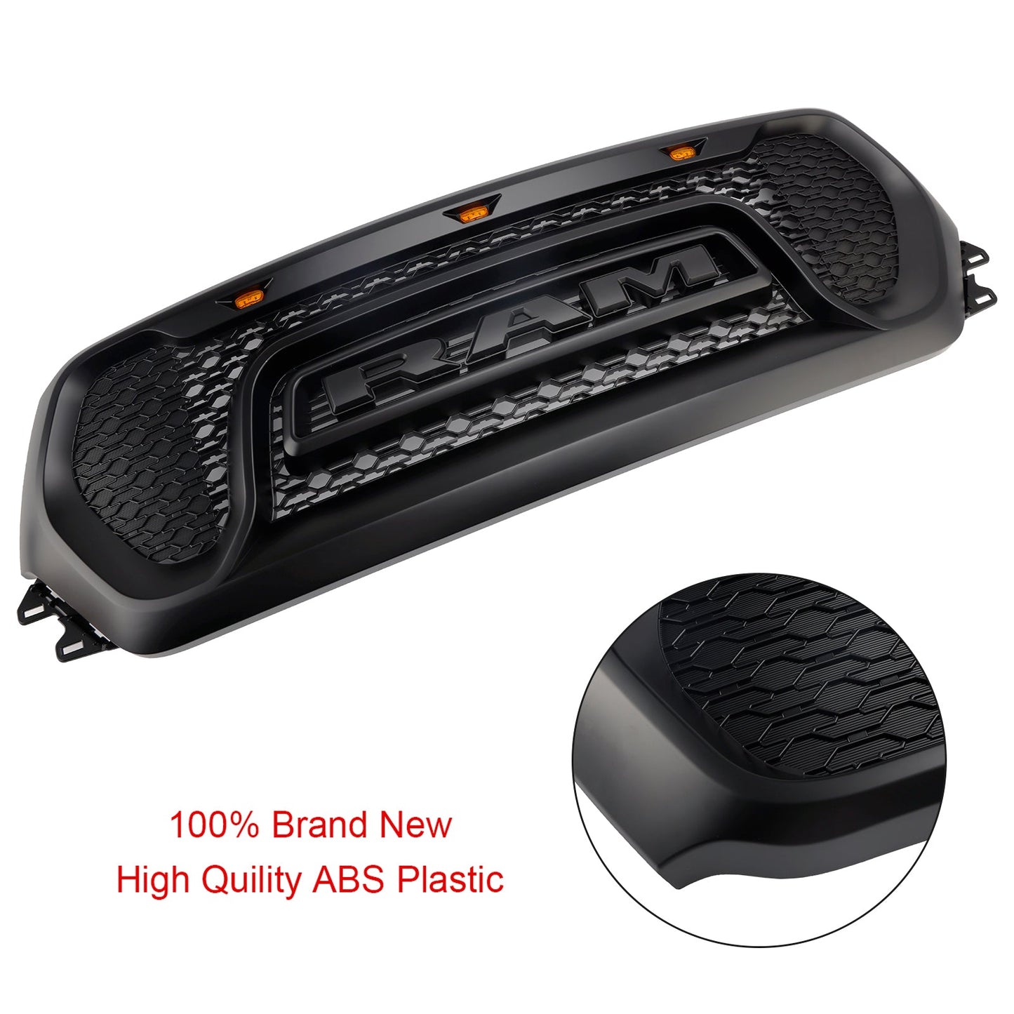 Griglia superiore del cofano a nido d'ape nera per Dodge Ram 1500 2019-2024