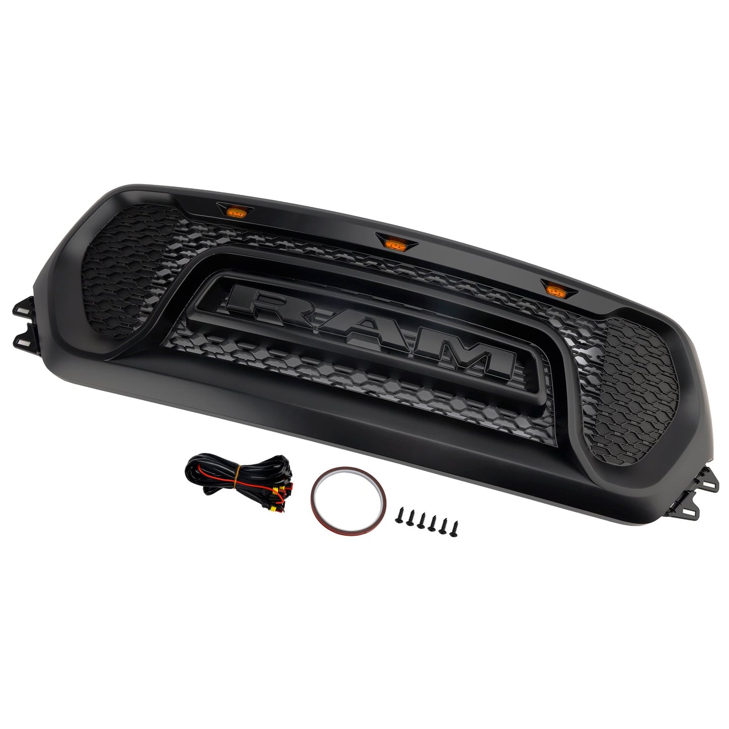 Griglia superiore del cofano a nido d'ape nera per Dodge Ram 1500 2019-2024