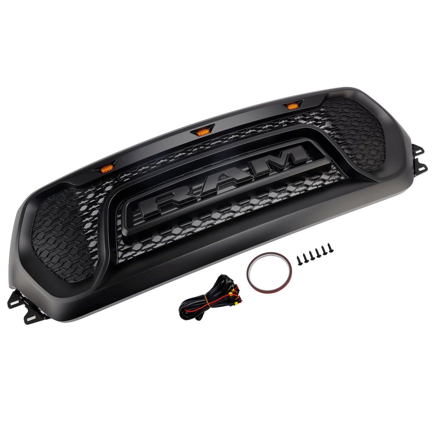 Griglia superiore del cofano a nido d'ape nera per Dodge Ram 1500 2019-2024