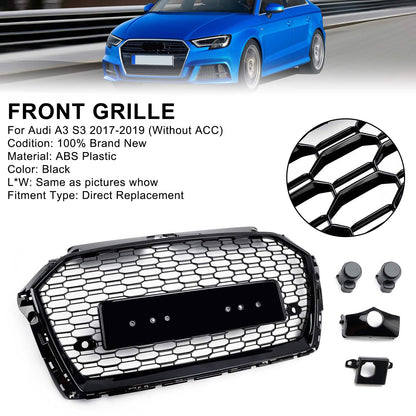 Griglia Anteriore a Nido d’Ape Nero Lucido RS3 Style per Audi A3 8V 2017-2019