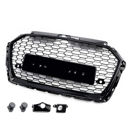 Griglia del paraurti anteriore in maglia a nido d'ape stile Audi A3 8V RS3 2017-2019 nera