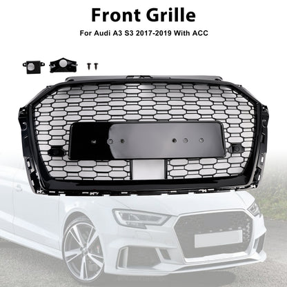 Griglia anteriore a nido d'ape Audi A3 S3 W/ACC RS3 Style 2017-2019, nera
