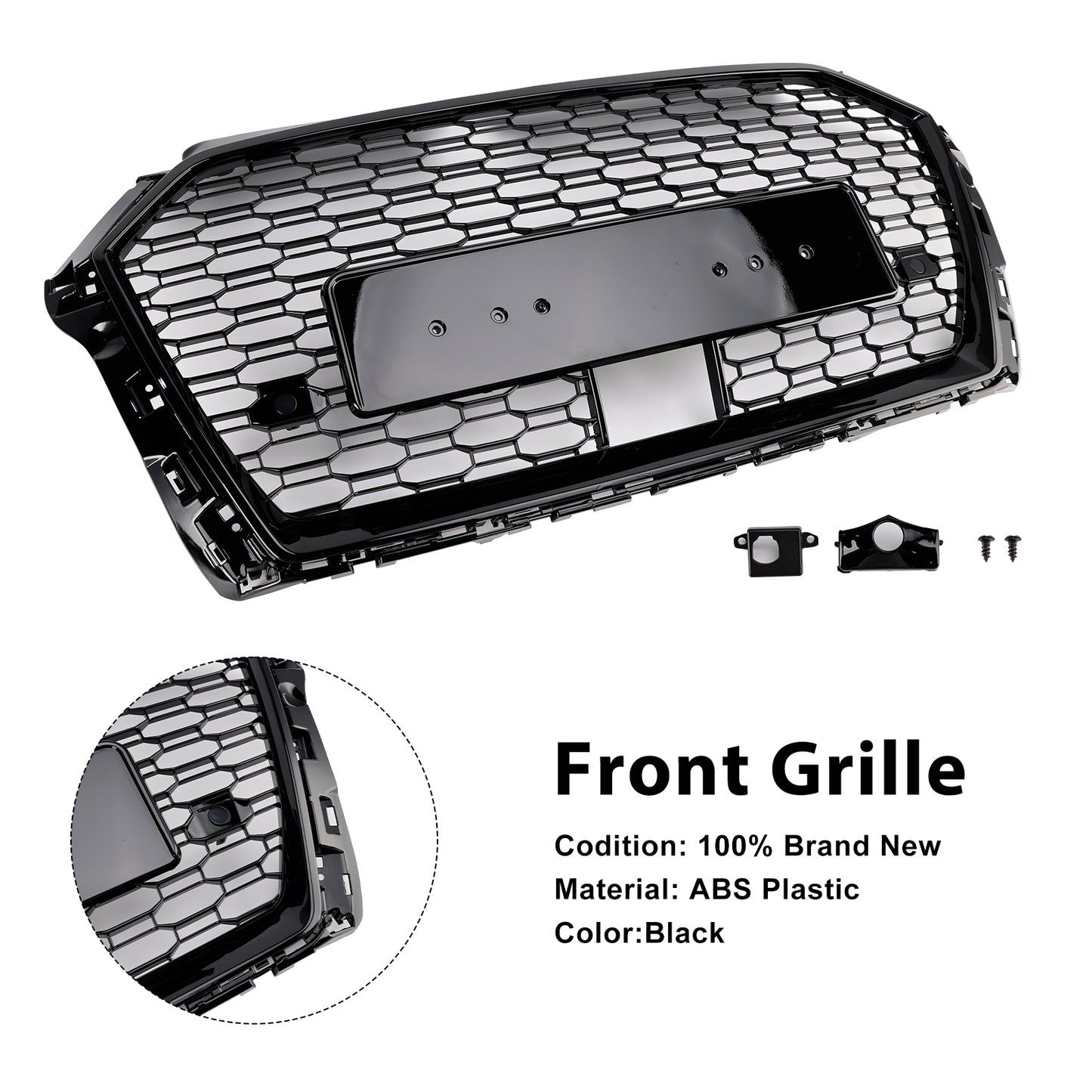 Griglia anteriore a nido d'ape Audi A3 S3 W/ACC RS3 Style 2017-2019, nera
