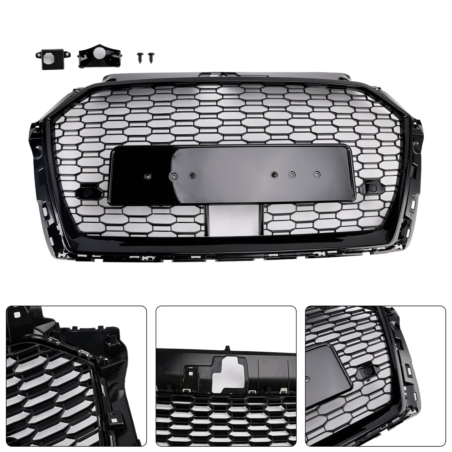Griglia anteriore a nido d'ape Audi A3 S3 W/ACC RS3 Style 2017-2019, nera