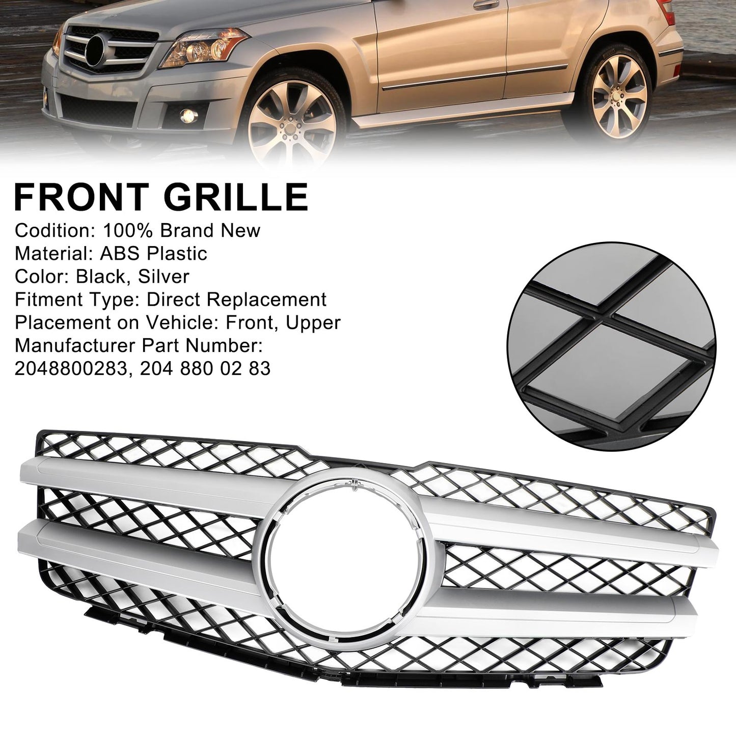 2010-2012 Mercedes Benz GLK X204 GLK350 Griglia paraurti anteriore cofano griglia