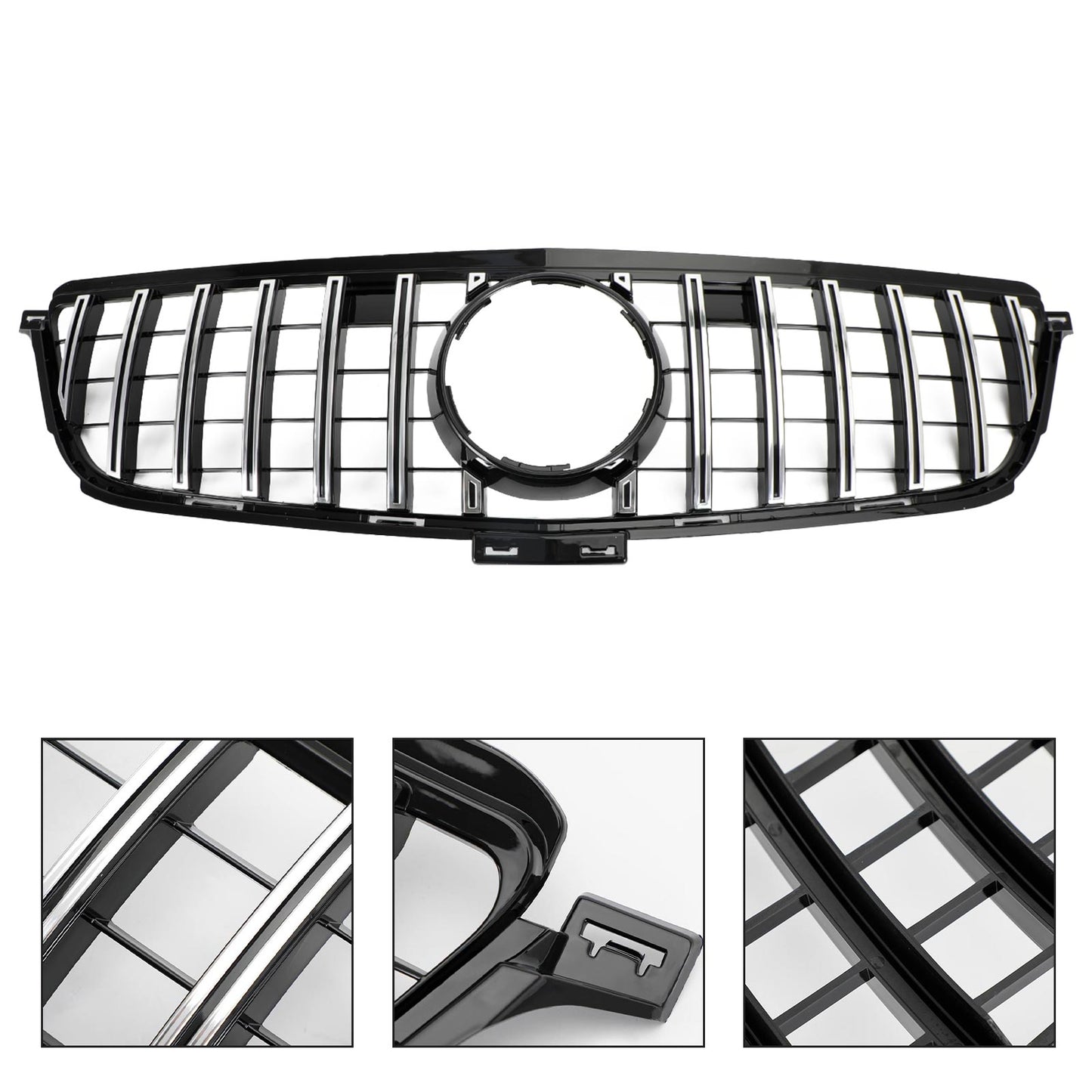 2012-2015 Mercedes Benz W166 ML 300 350 400 ML63 GTR Style Griglia anteriore noera cromata