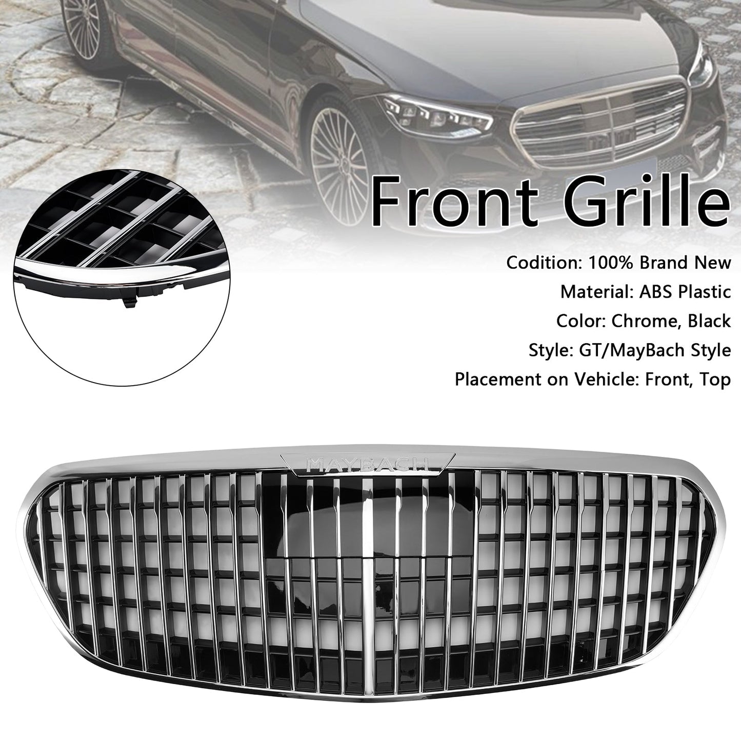 Mercedes Benz Classe S W223 2021-2023 S480 S580 S680 + Griglia paraurti anteriore cromata con ACC
