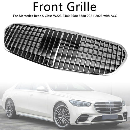 Mercedes Benz Classe S W223 2021-2023 S480 S580 S680 + Griglia paraurti anteriore cromata con ACC