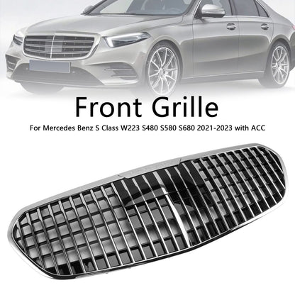 Mercedes Benz Classe S W223 2021-2023 S480 S580 S680 + Griglia paraurti anteriore cromata con ACC