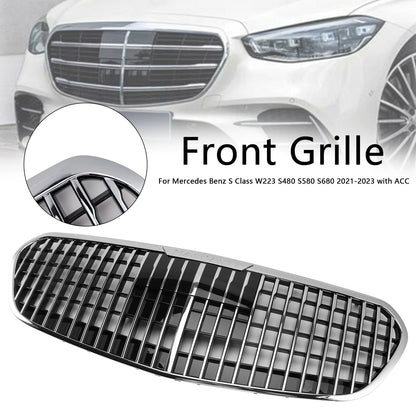 Mercedes Benz Classe S W223 2021-2023 S480 S580 S680 + Griglia paraurti anteriore cromata con ACC