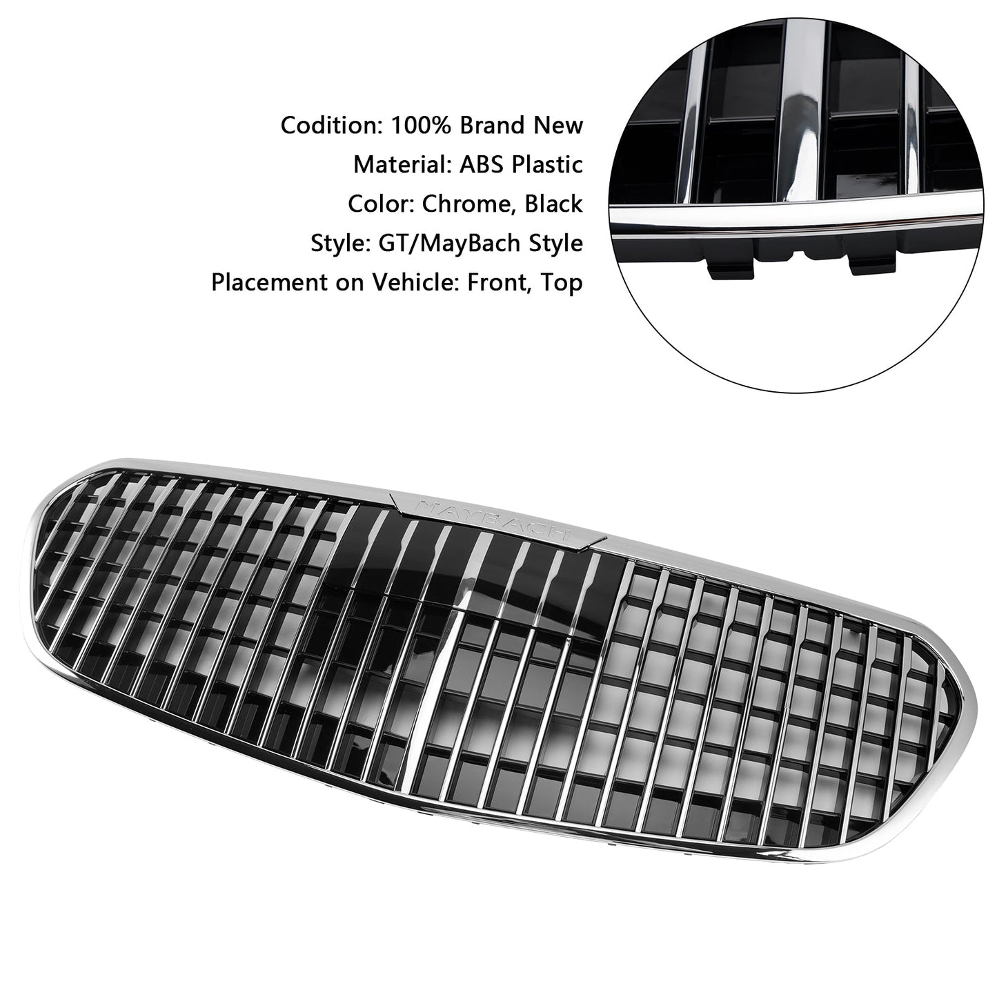 Mercedes Benz Classe S W223 2021-2023 S480 S580 S680 + Griglia paraurti anteriore cromata con ACC
