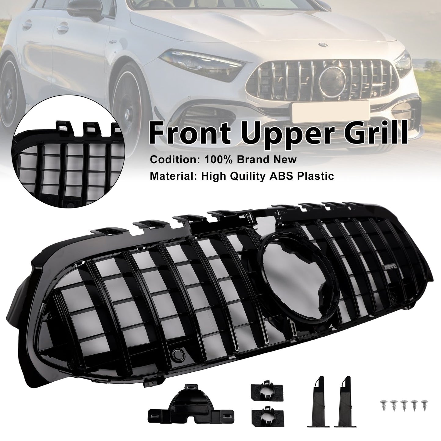 Griglia paraurti anteriore stile GT Mercedes Benz Classe A W177 2019-2023 nera