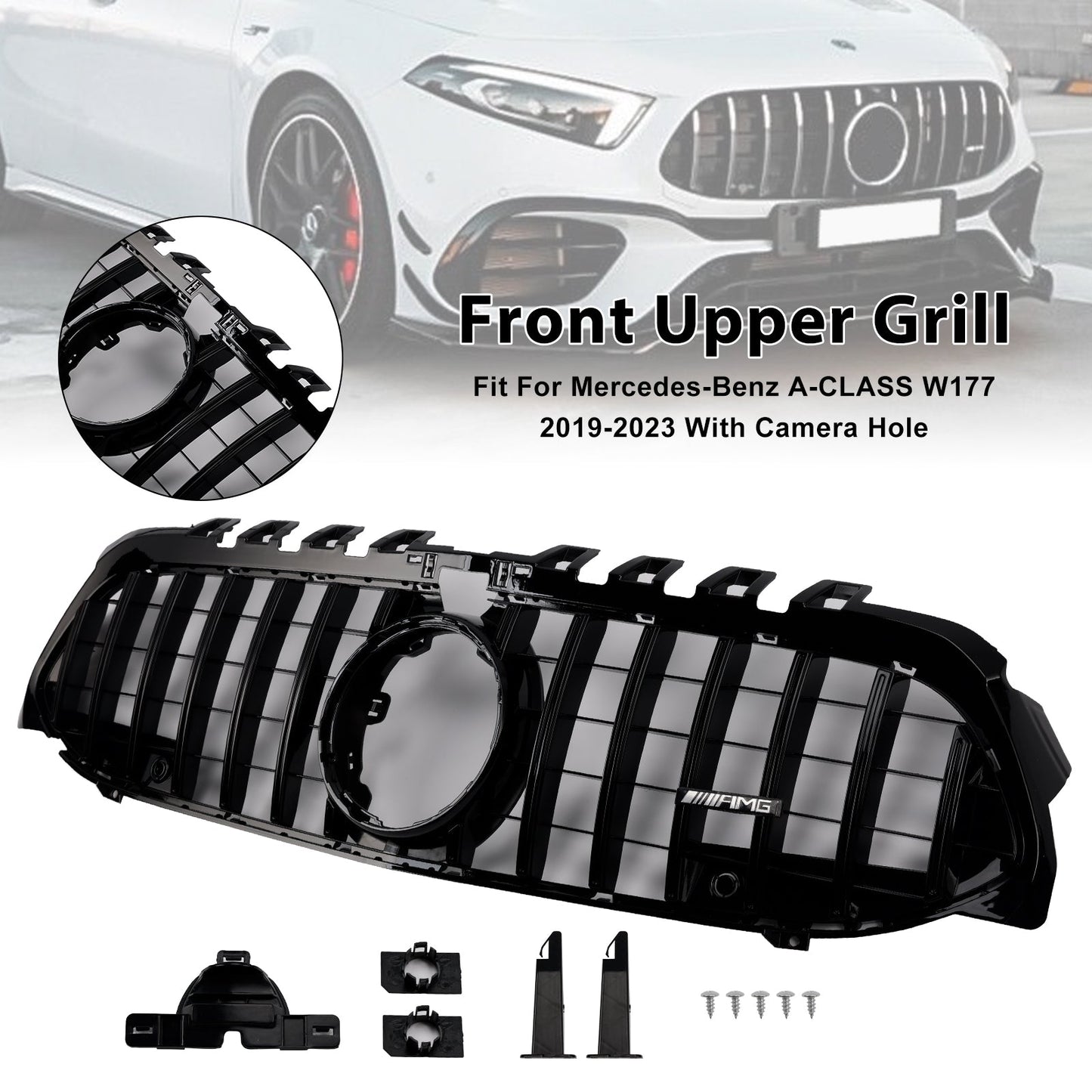 Griglia paraurti anteriore stile GT Mercedes Benz Classe A W177 2019-2023 nera