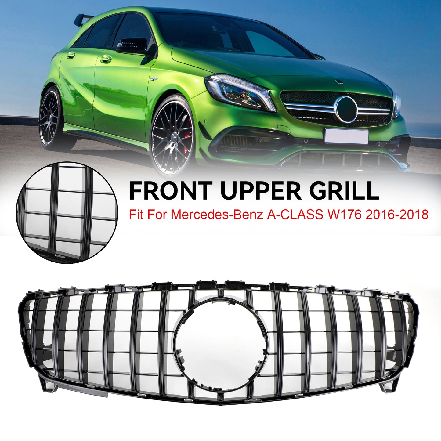 Griglia paraurti anteriore stile Mercedes Benz A W176 2016-2018 GTR