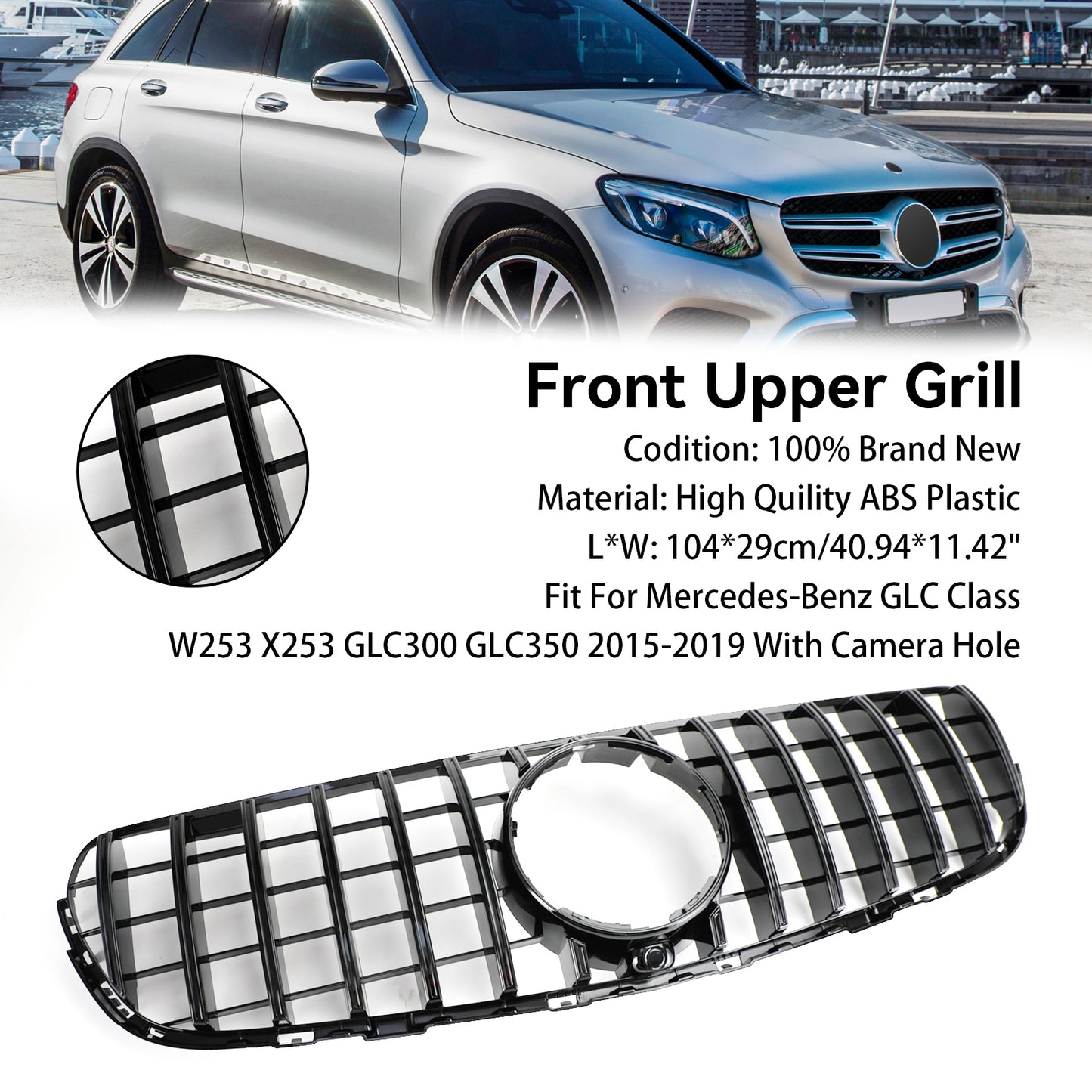 Nero Lucido Griglia Paraurti Anteriore Griglia Per Mercedes Benz C253 2015-2019