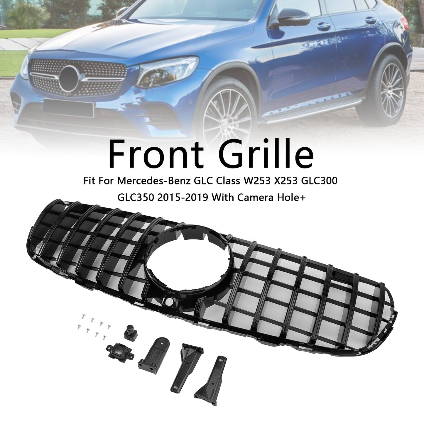 Griglia paraurti anteriore Mercedes Benz GLC X253 C253 2015-2019, colore nero lucido