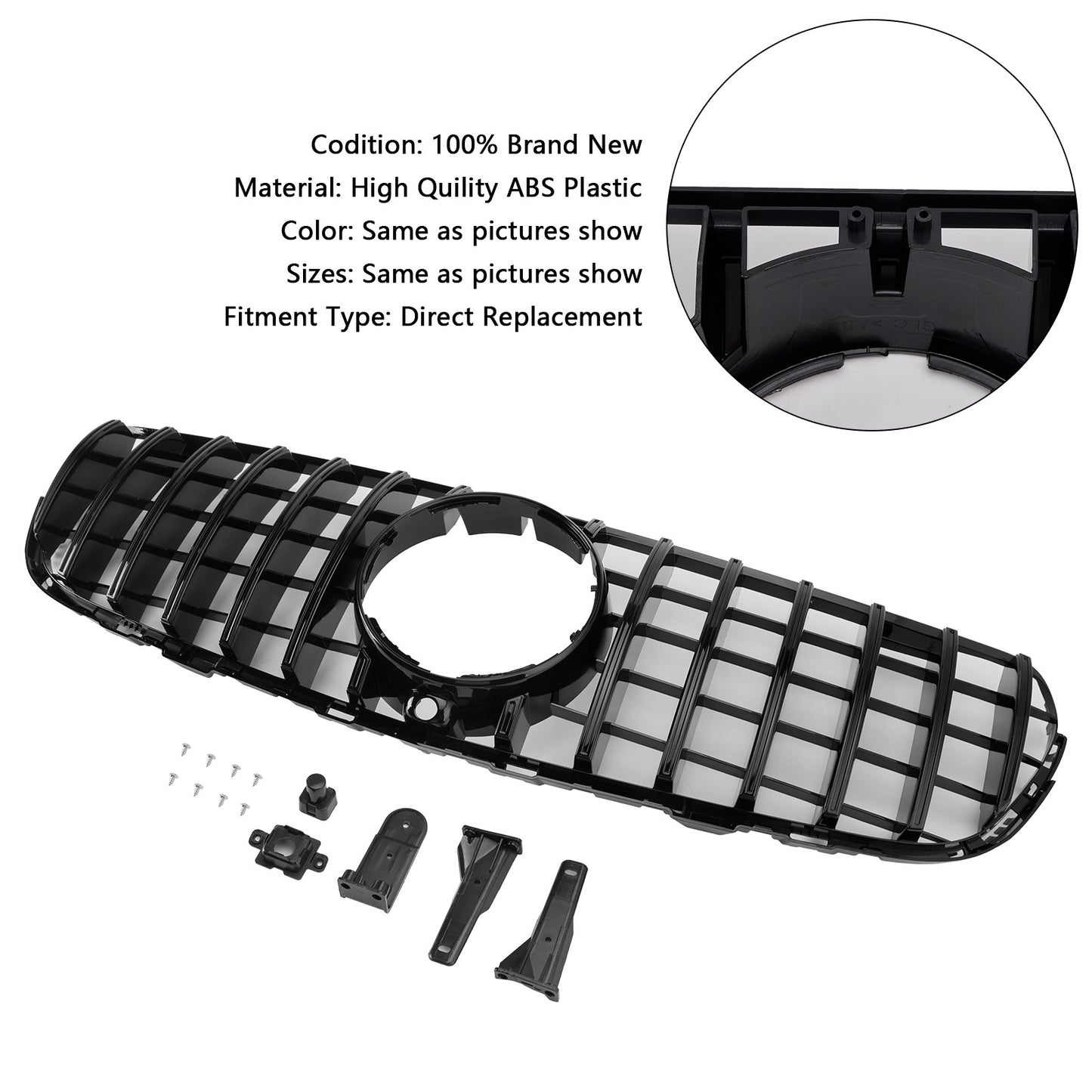 Griglia paraurti anteriore Mercedes Benz GLC X253 C253 2015-2019, colore nero lucido