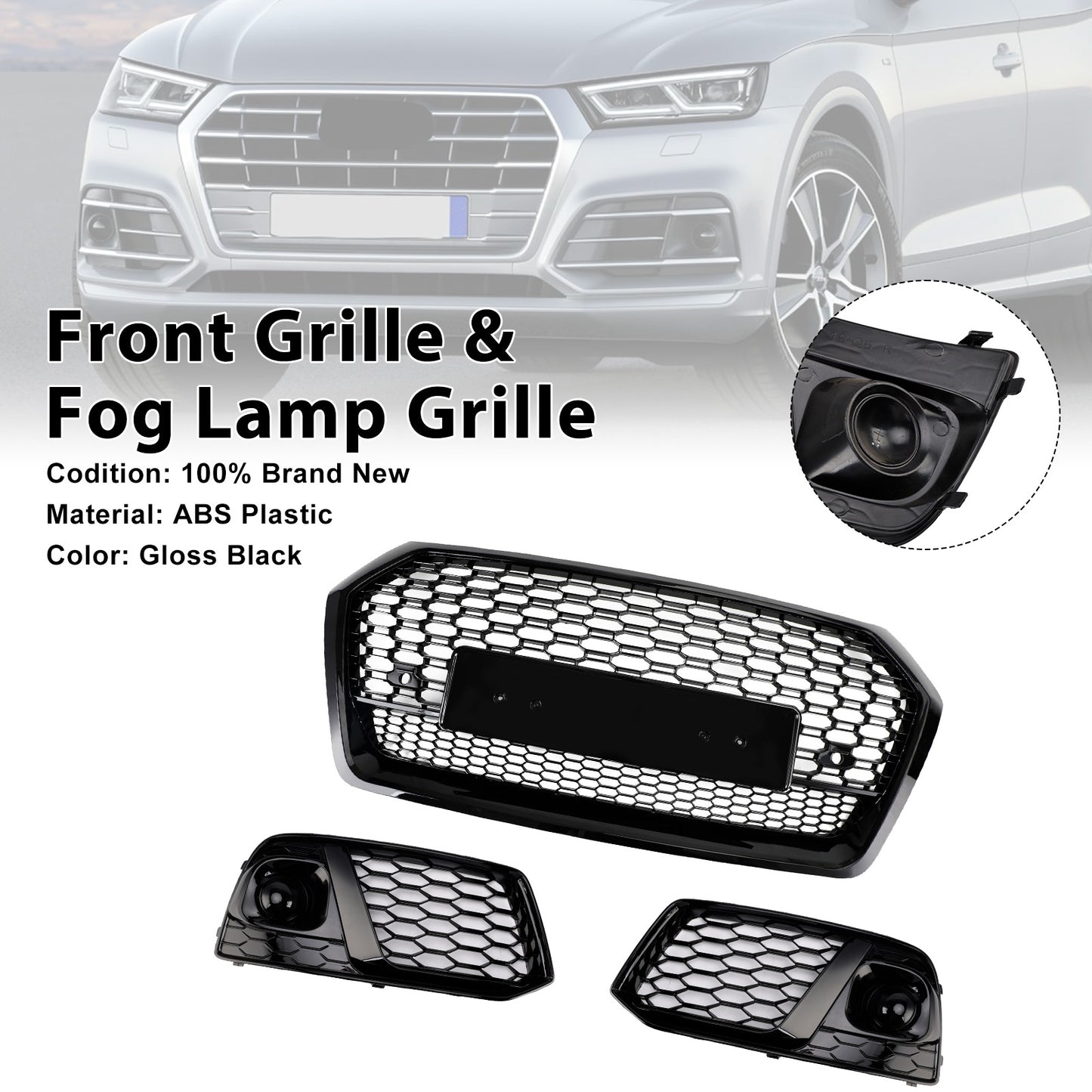 Griglia anteriore a nido d'ape Audi Q5 SQ5 2018 2019 + griglia fendinebbia