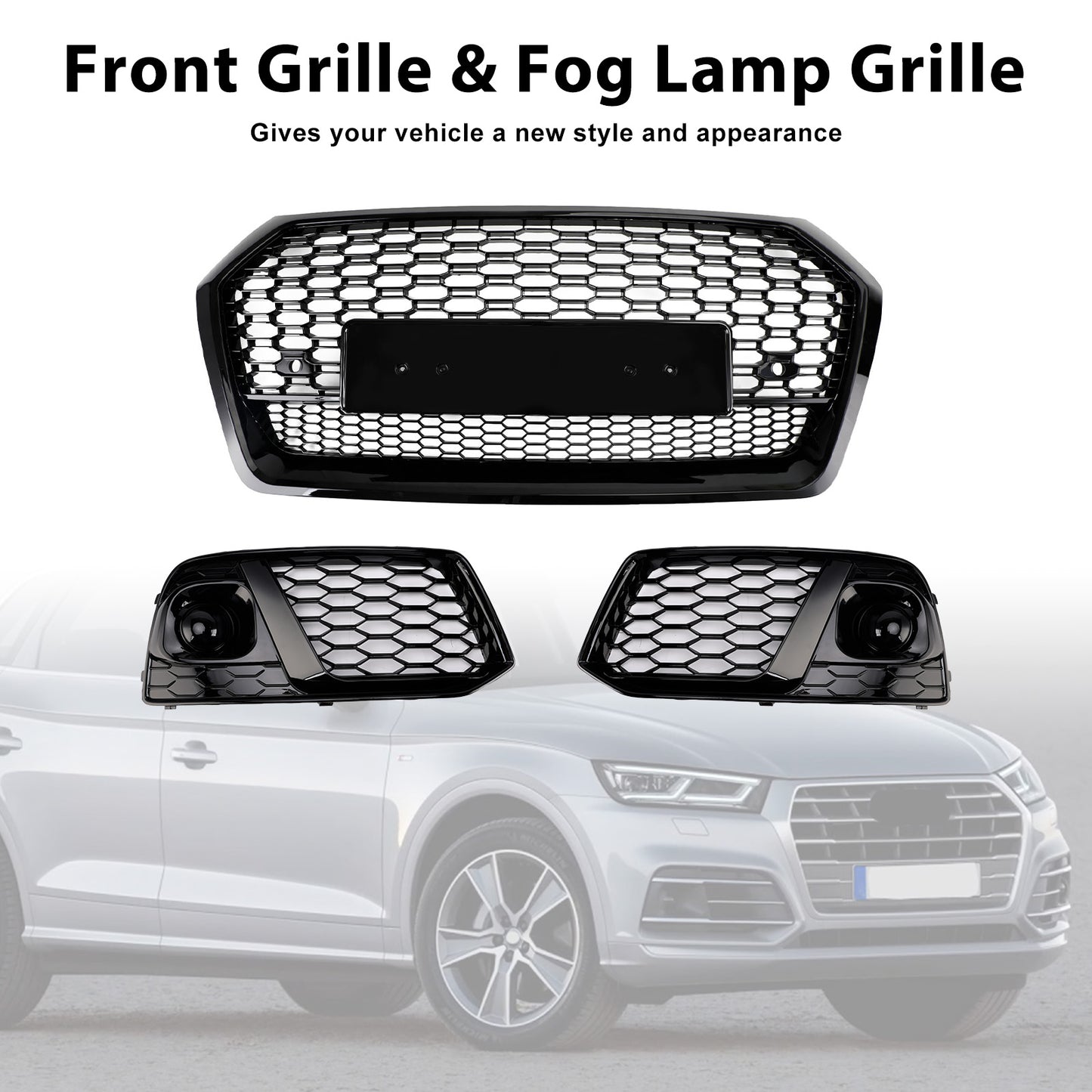 Griglia anteriore a nido d'ape Audi Q5 SQ5 2018 2019 + griglia fendinebbia