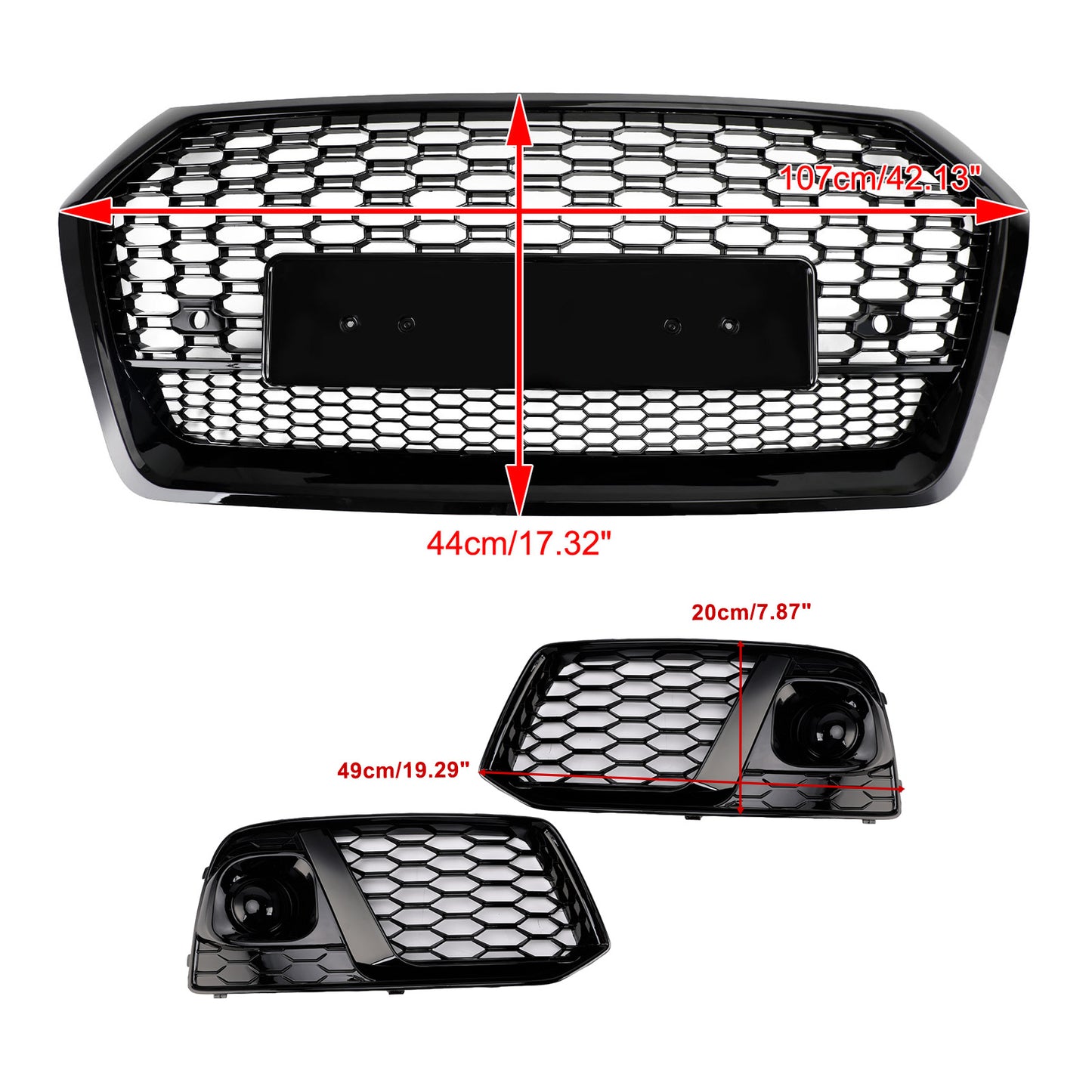 Griglia anteriore a nido d'ape Audi Q5 SQ5 2018 2019 + griglia fendinebbia