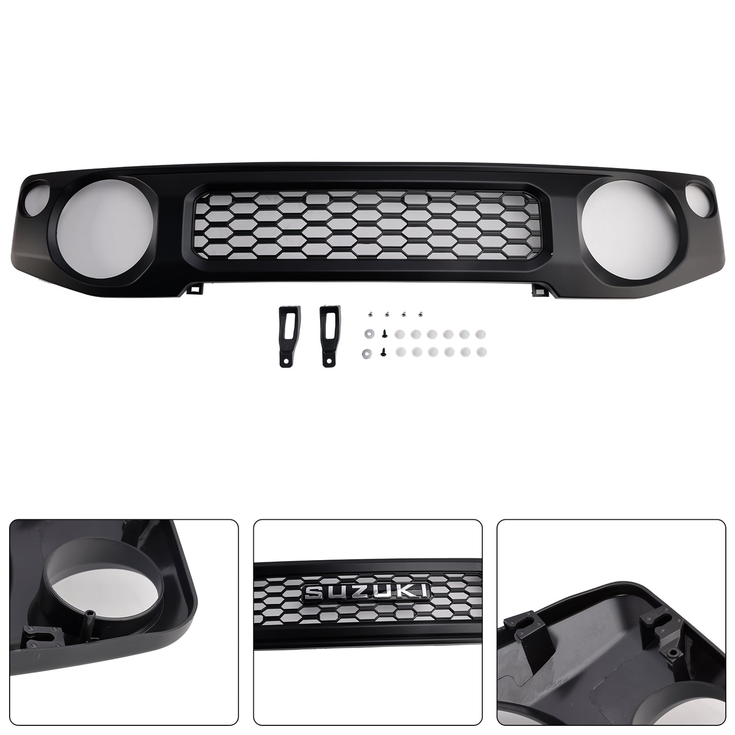 Per Suzuki Jimny JB64 JB74 2019-2023 Griglia paraurti anteriore a nido d'ape nera