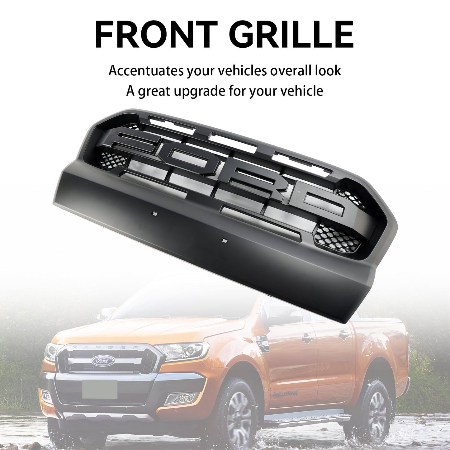 Griglia paraurti anteriore stile Ranger Raptor nero opaco Ford Ranger T7 2015-2019