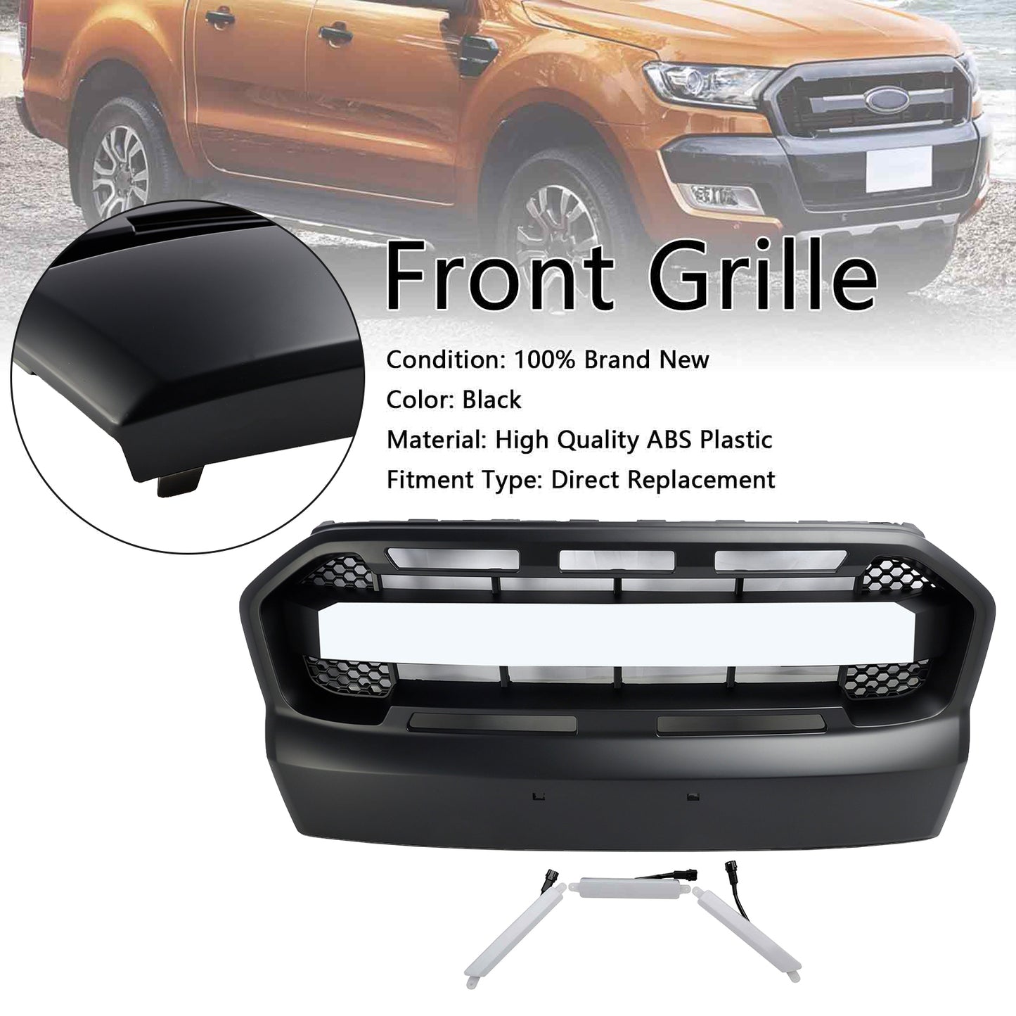 Grille de Bumper prima dello stile Raptor con LED per Ford Ranger T7 2015-2019