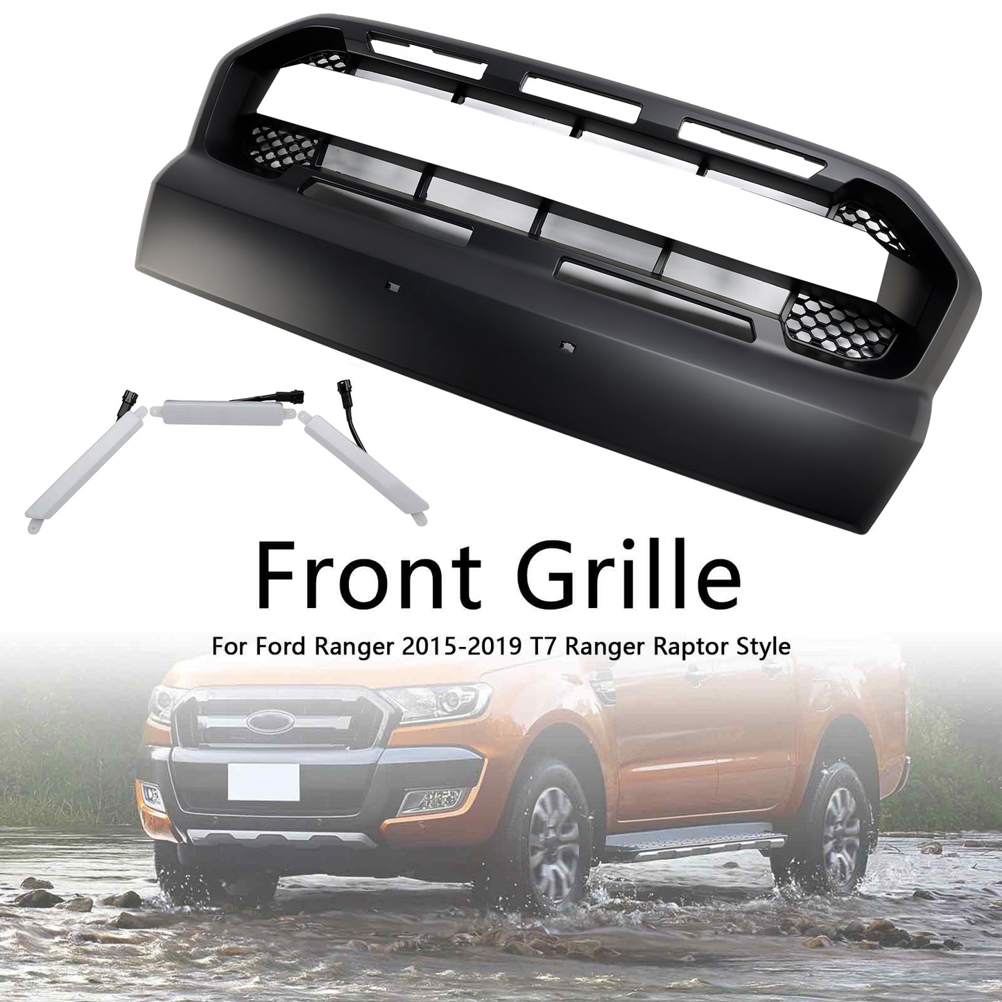 Grille de Bumper prima dello stile Raptor con LED per Ford Ranger T7 2015-2019