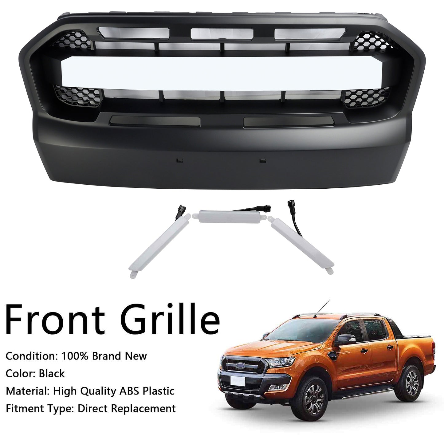 Grille de Bumper prima dello stile Raptor con LED per Ford Ranger T7 2015-2019