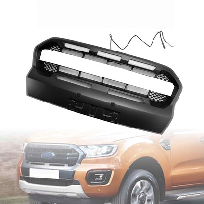 2019-2023 Per Ford Ranger T8 Ranger Grilla per paraurti anteriore in stile Raptor Nero W/LED